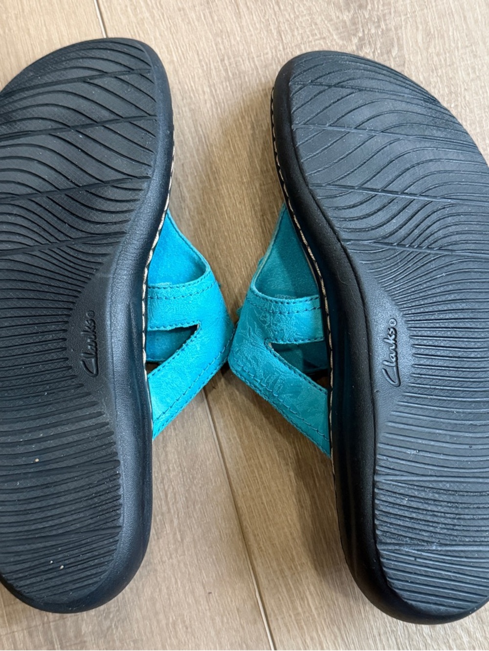 Clarks Laurieann Gema Women’s US 8 Turquoise Leather Adjustable Flat Sandals - Picture 15 of 15